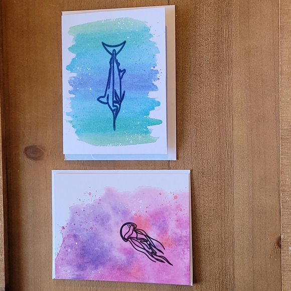 Set of 10 Ocean-Themed Watercolor Blank Cards! - Picture 6 of 8